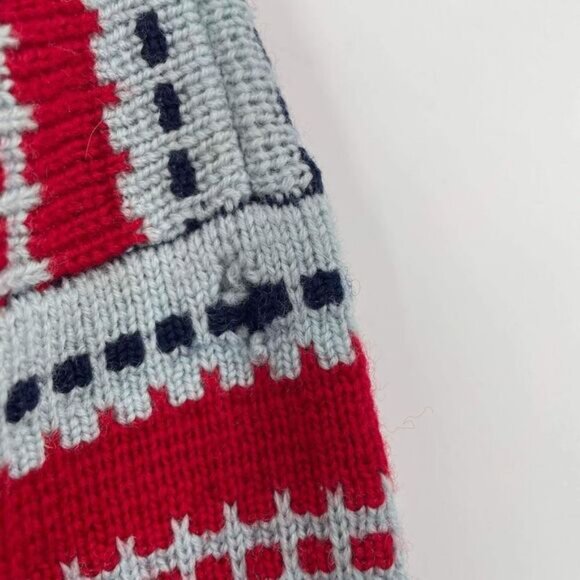 Vintage 60s Obermeyer Women's Wool Long Sleeve Pullover Sweater Navy Red Medium - Picture 4 of 6